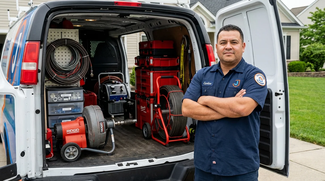 Professional drain cleaning equipment and Johns Plumbing LLC plumber in Sainte Genevieve