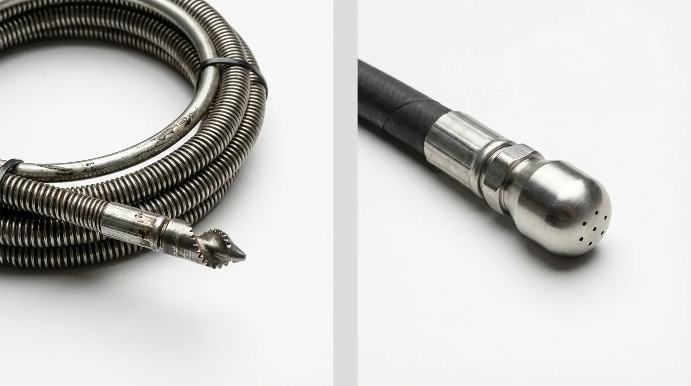 Drain snake cable and hydro jetting nozzle used for drain cleaning in Sainte Genevieve, MO