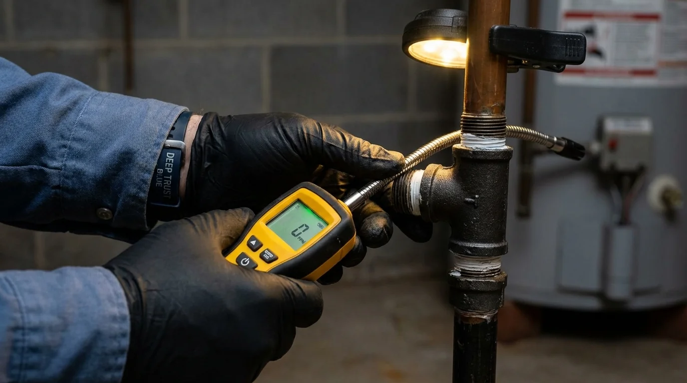 Gas leak detection with electronic sniffer by Johns Plumbing LLC in Sainte Genevieve