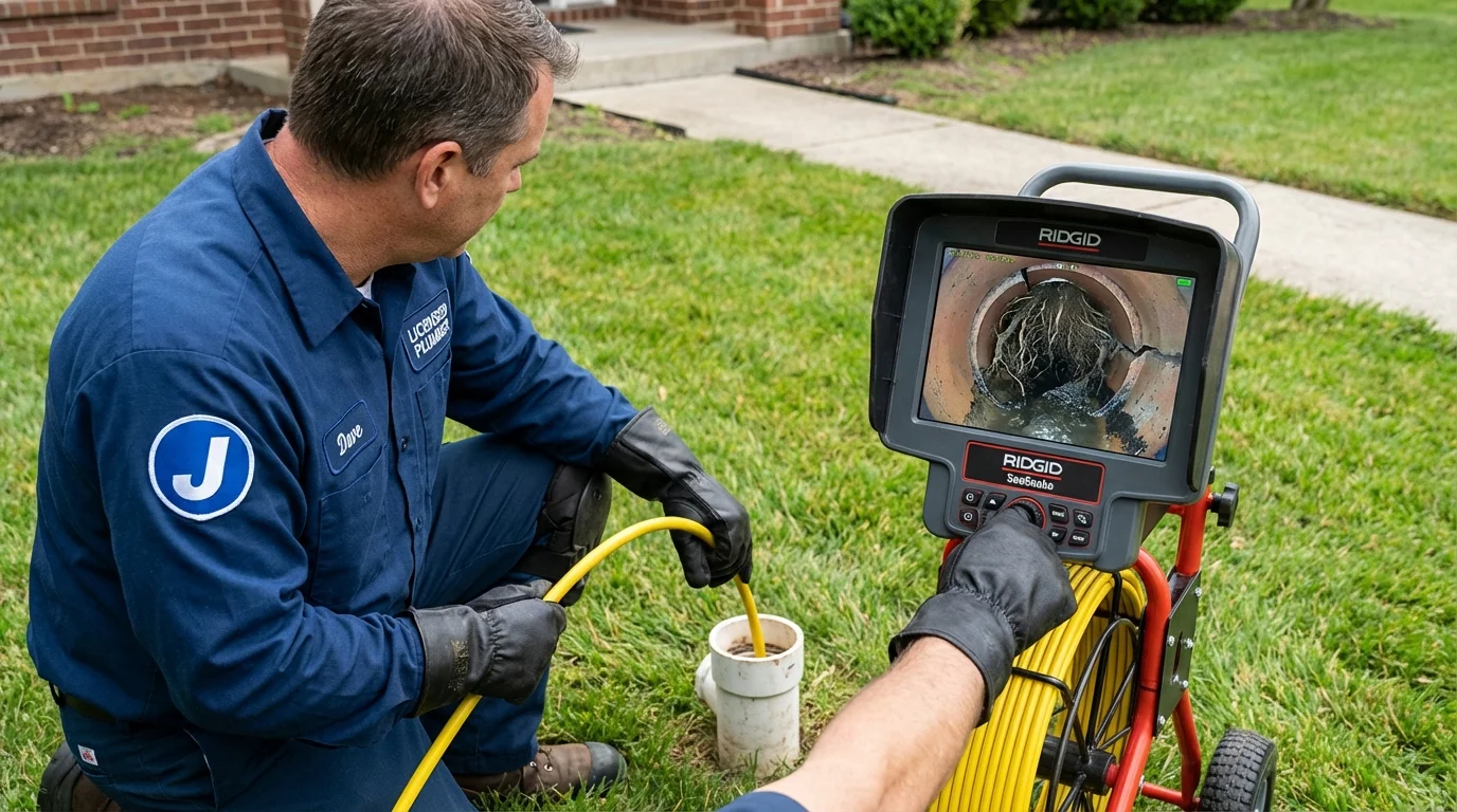 Sewer camera inspection being performed by Johns Plumbing LLC in Sainte Genevieve