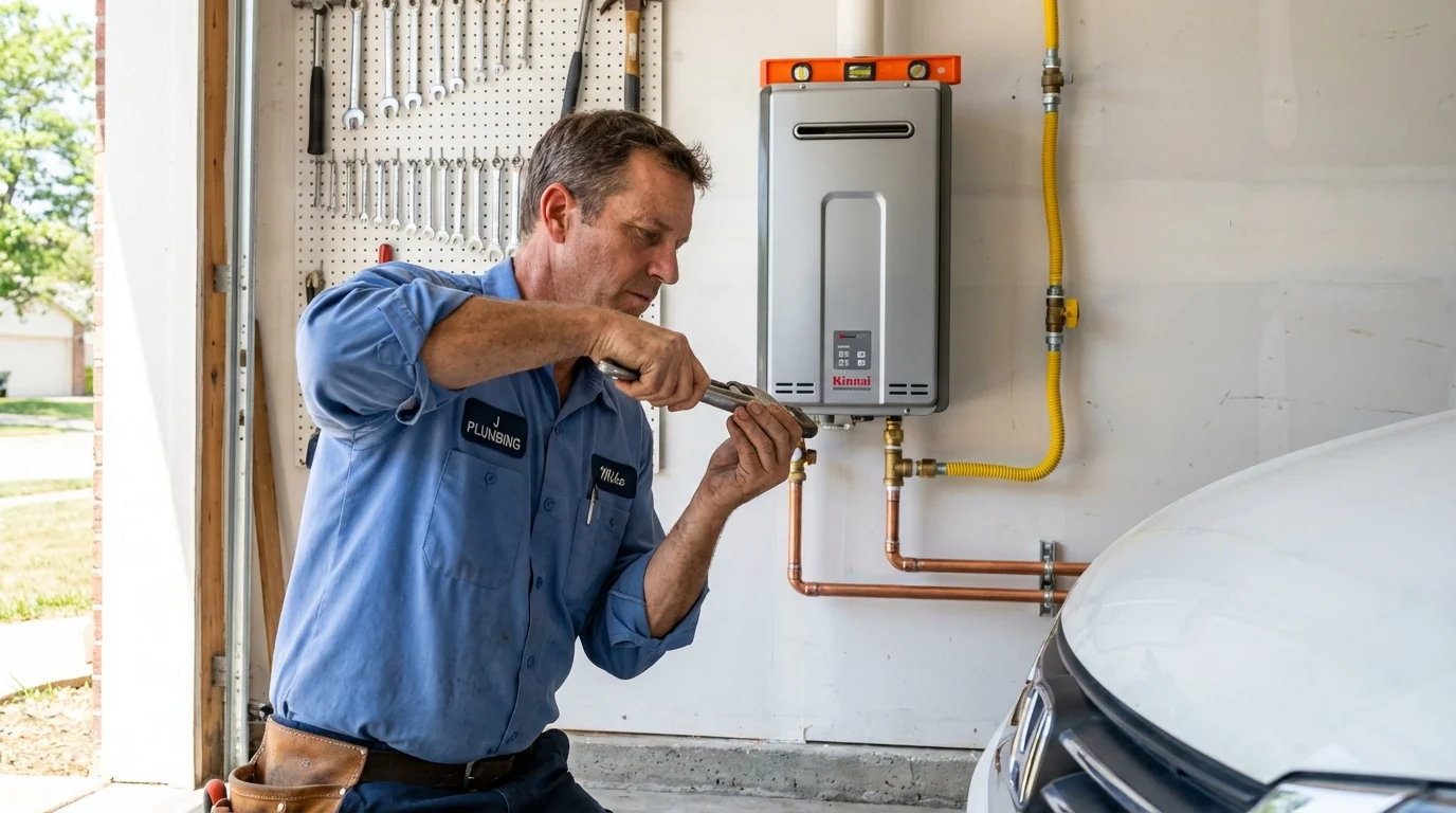 Tankless water heater installation by a Johns Plumbing LLC plumber in Sainte Genevieve